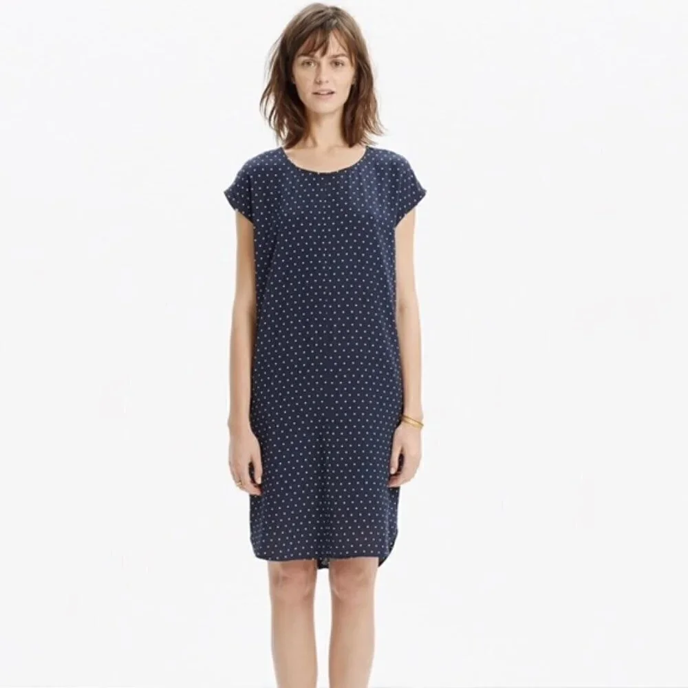 Madewell Layout Tunic Polka Dot Dress Navy Blue White Size Medium